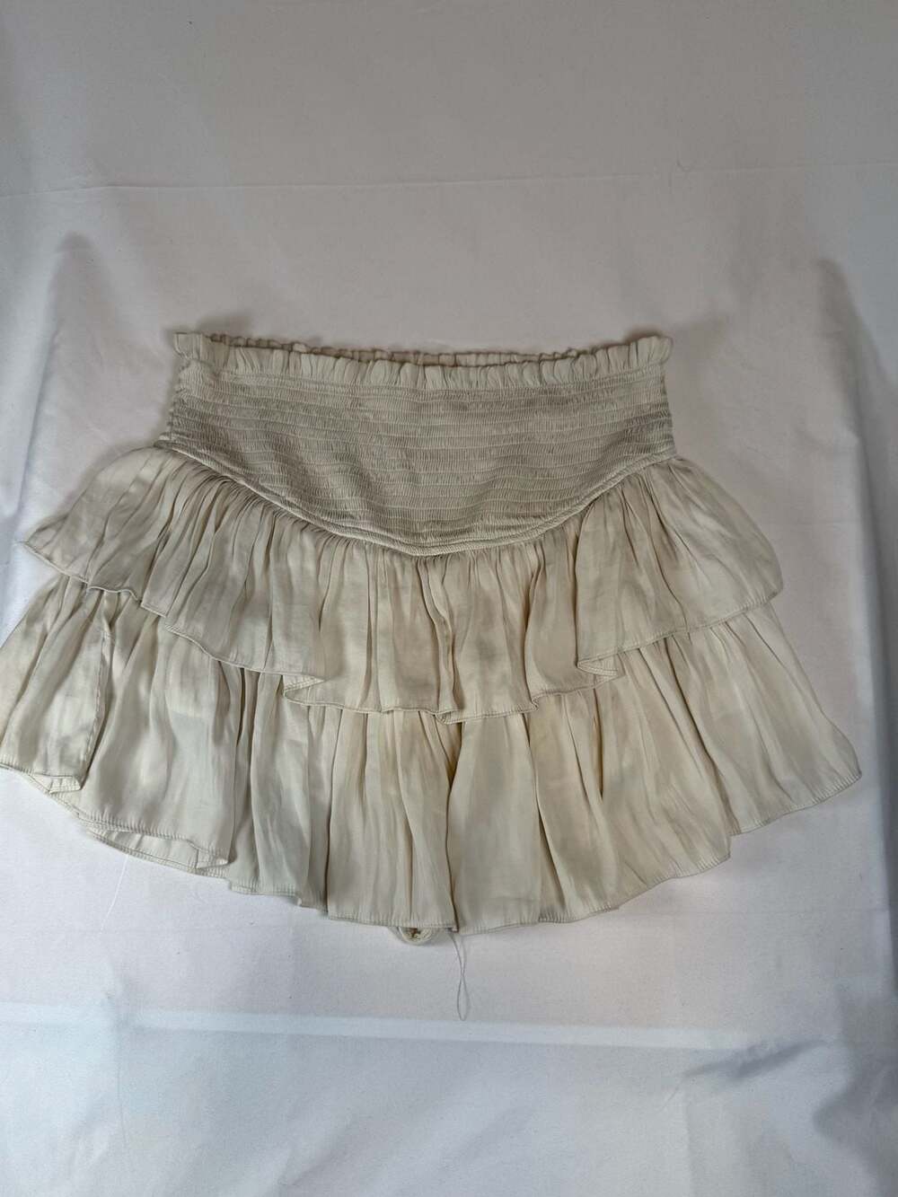 Mustard Seed Smocked Ruffle Mini Skort in Cream